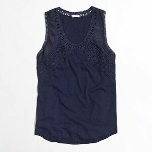 J. Crew Lace Trim Linen Tank Top
